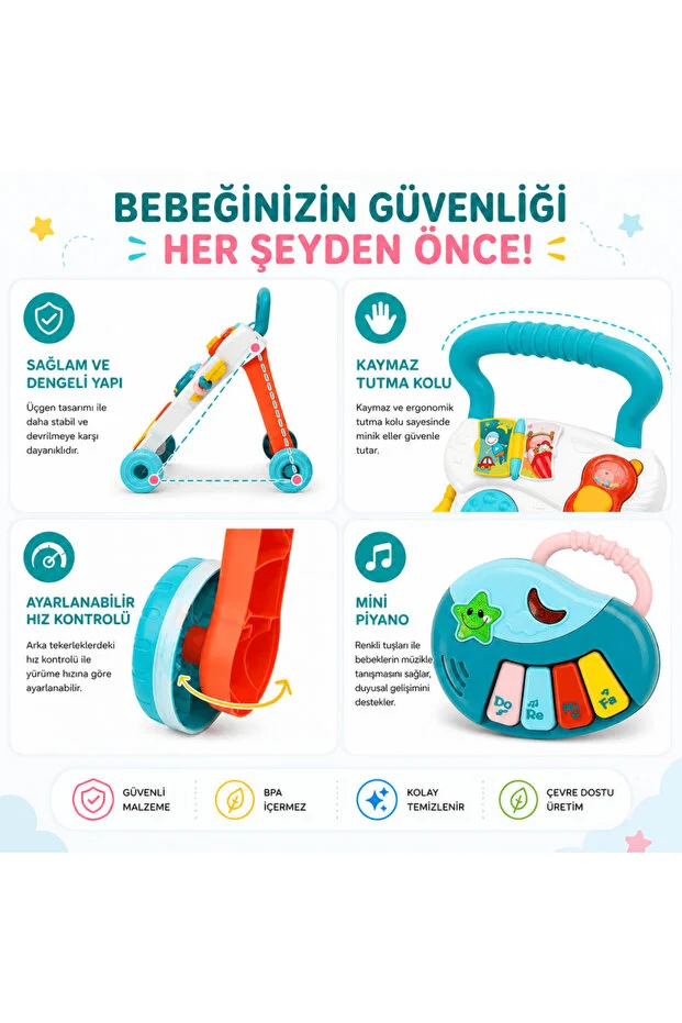 Aktiviteli İlk Adım Arabası - Yürüme Yardımcısı